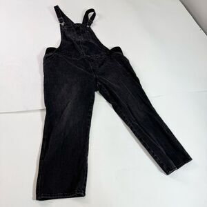 Old Navy Maternity Overalls Womens 16 Black Side Panel Bibs Denim Straight